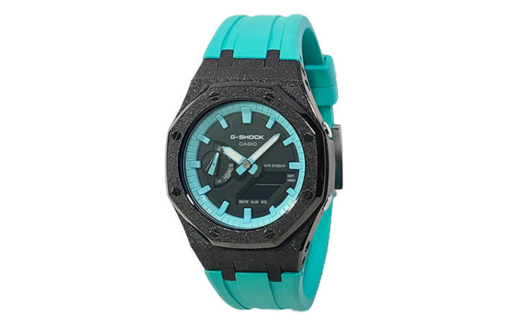 CASIO CASIO Custom Collection Quartz Movement Fluoroelastomer Strap Watch Men's Watches Black Dial