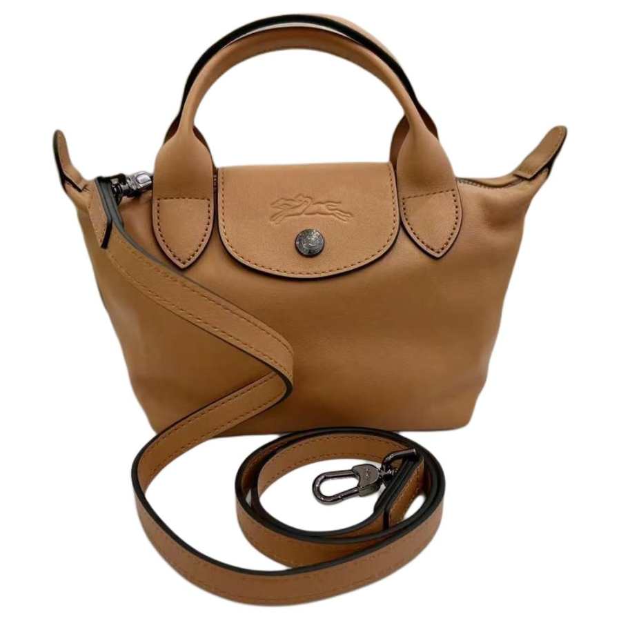 LONGCHAMP Le Pliage Xtra Cow Leather Dumpling Bag, Shoulder Bag, Crossbody Bag, Handbag Mini Women's Tobacco Brown
