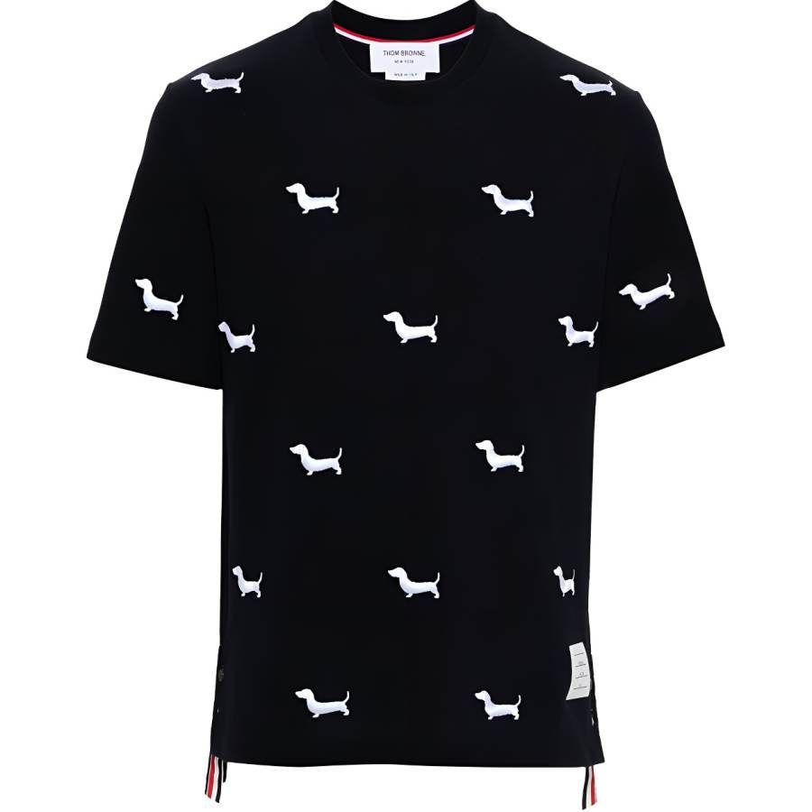 THOM BROWNE Dog Embroidered Crewneck T Shirt