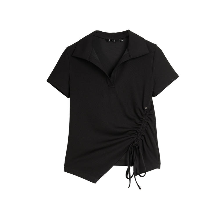 ELLE T Shirts Women's Black Lapel