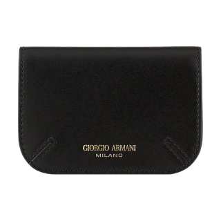 GIORGIO ARMANI Litchi Grain Calfskin Card Holder Card Holder Women's Black