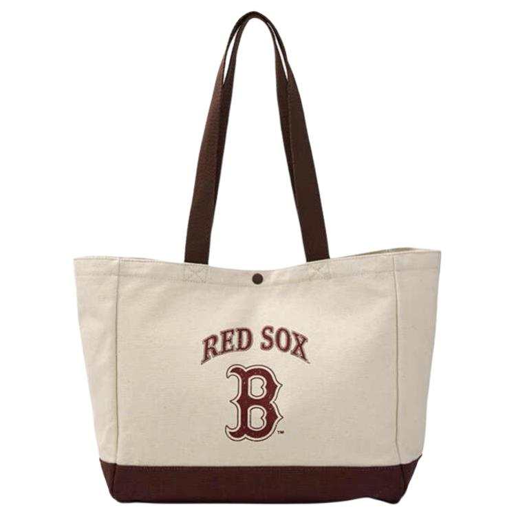 MLB Cotton Tote Bag, Shopping Bag, Shoulder Bag Regular Unisex Red & Brown & Cream