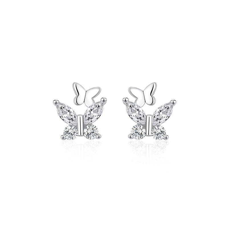 ZSY 925 Sterling Silver Synthetic Cubic Zirconia Stud Earrings Women's