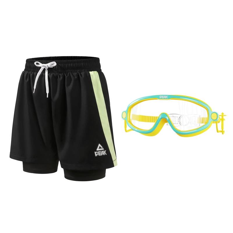 PEAK Fitted Kids' Swimsuit Summer Children Aged 3 7 Years Old Clothing Sets Black Shorts+Yellow Goggles