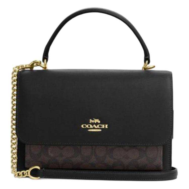 COACH Klare Coated Canvas One Shoulder Handbag Medium Women's Walnut & Black