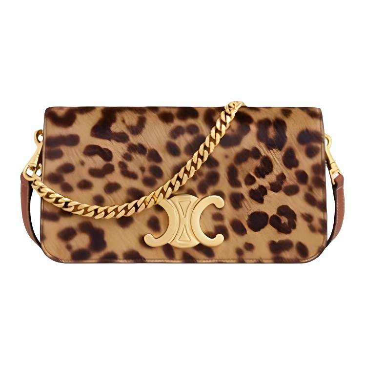 CELINE Calfskin Shoulder Bag Regular Women's Brown