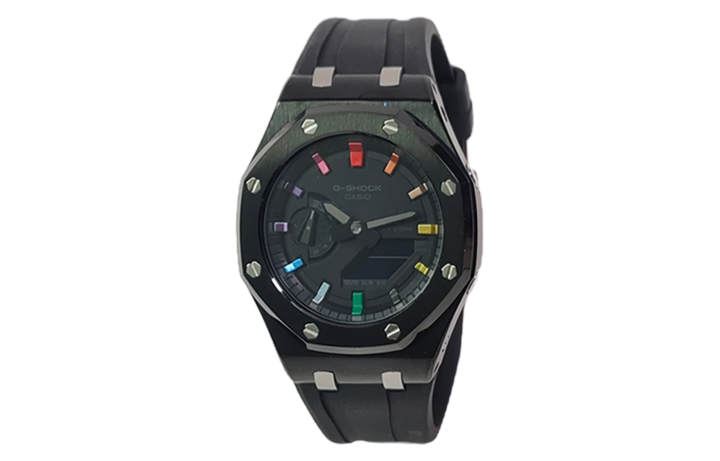 CASIO CASIO Custom Collection Quartz Movement Fluoroelastomer Strap Watch Men's Watches Black Dial