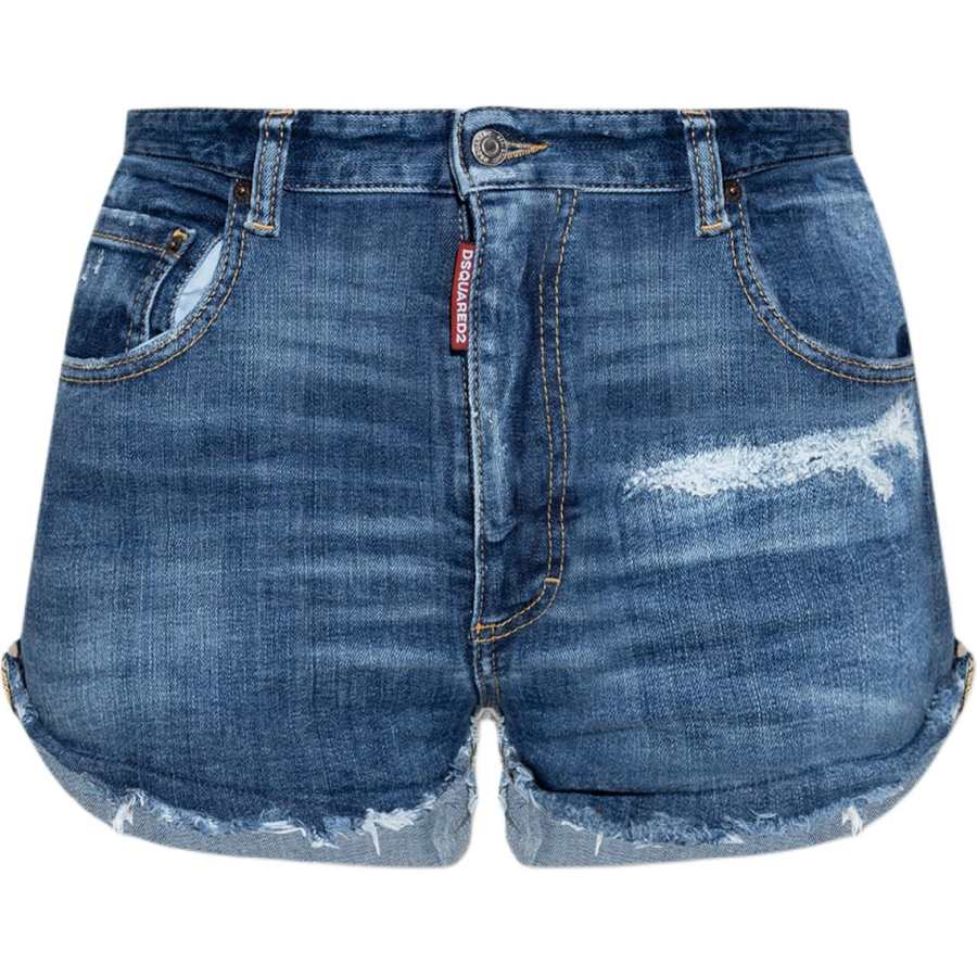 DSQUARED 2 Dsquared2 Logo Patch Distressed Shorts