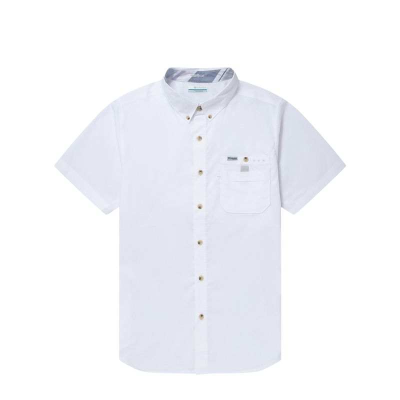 Columbia PFG Shirts Men's White Lapel Moderate Shirt
