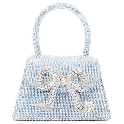 Self-portrait Self portrait Embellished Denim Micro Tote Bag