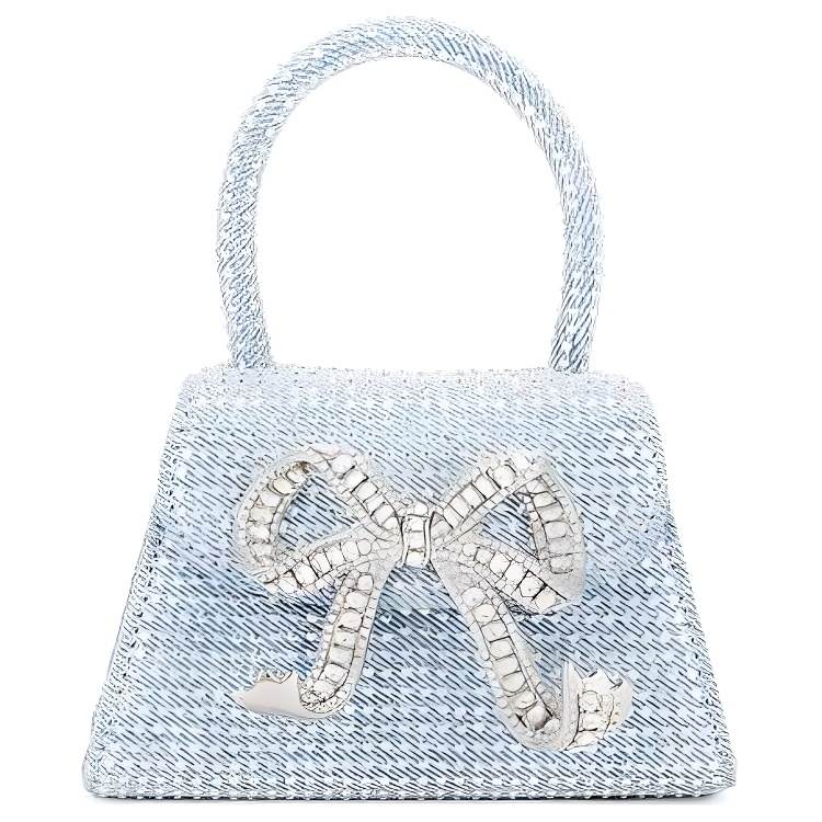 Self-portrait Self portrait Embellished Denim Micro Tote Bag