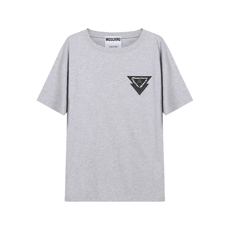MOSCHINO T Shirts Men's Gray Crew Neck Moderate Straight Fit