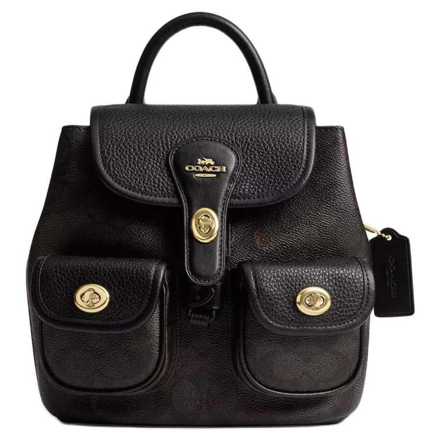 COACH COACH Hadley Smooth Leather Backpack Medium Women's Walnut