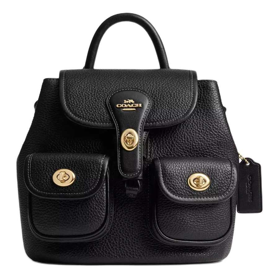 COACH COACH Hadley Smooth Leather Backpack Medium Women's Black