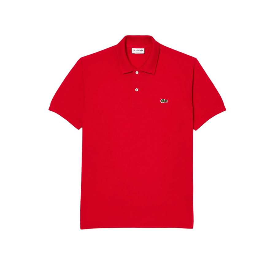 LACOSTE T Shirts Men's Red Polo Collar Moderate Straight Fit
