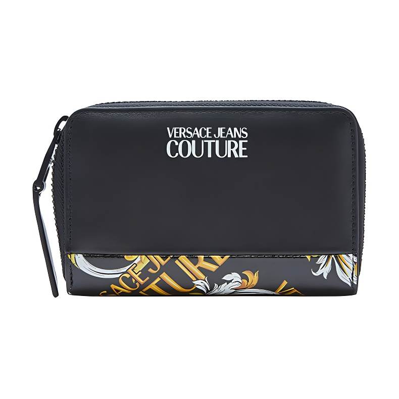 VERSACE JEANS COUTURE Cow Leather Wallet Men's Black