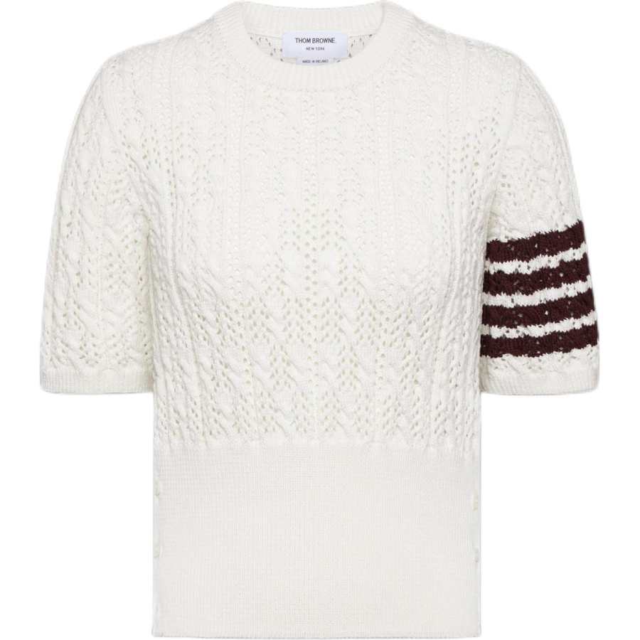 THOM BROWNE THOM BROWNE 4 Bar Pointelle Knitted T Shirt