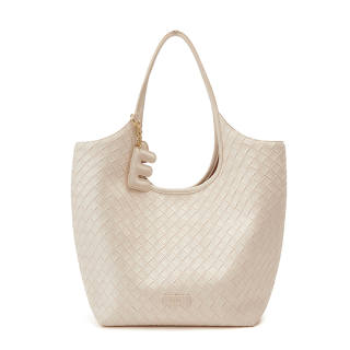 ELLE Synthetic Leather Handbag, Shoulder Bag Women's White/Black/Tan