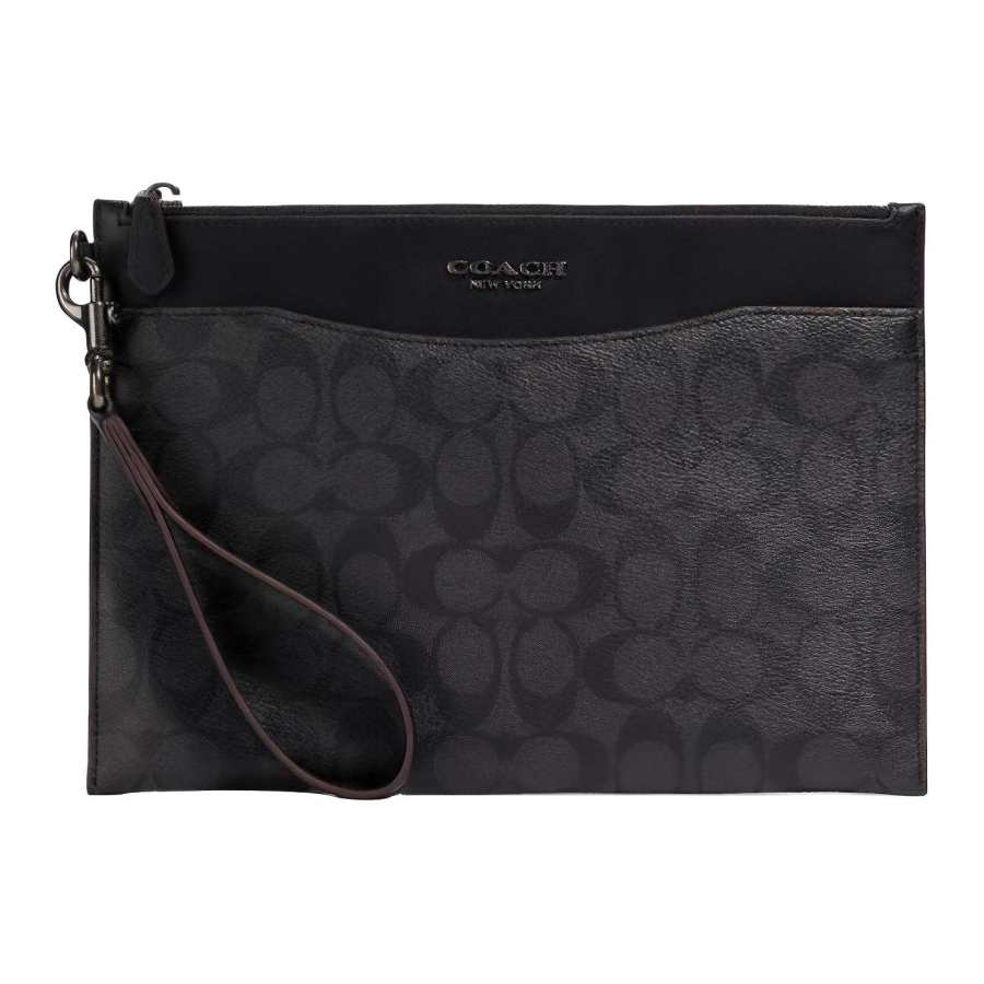 COACH COACH Beckett Leather Document Bag Clutch Medium Men's Black Brown