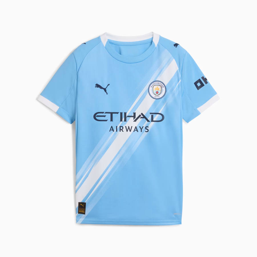 PUMA HomeManchester City T Shirt Jersey Youth DryCELL Light Blue Team/White Children Aged 3 7 Years Old