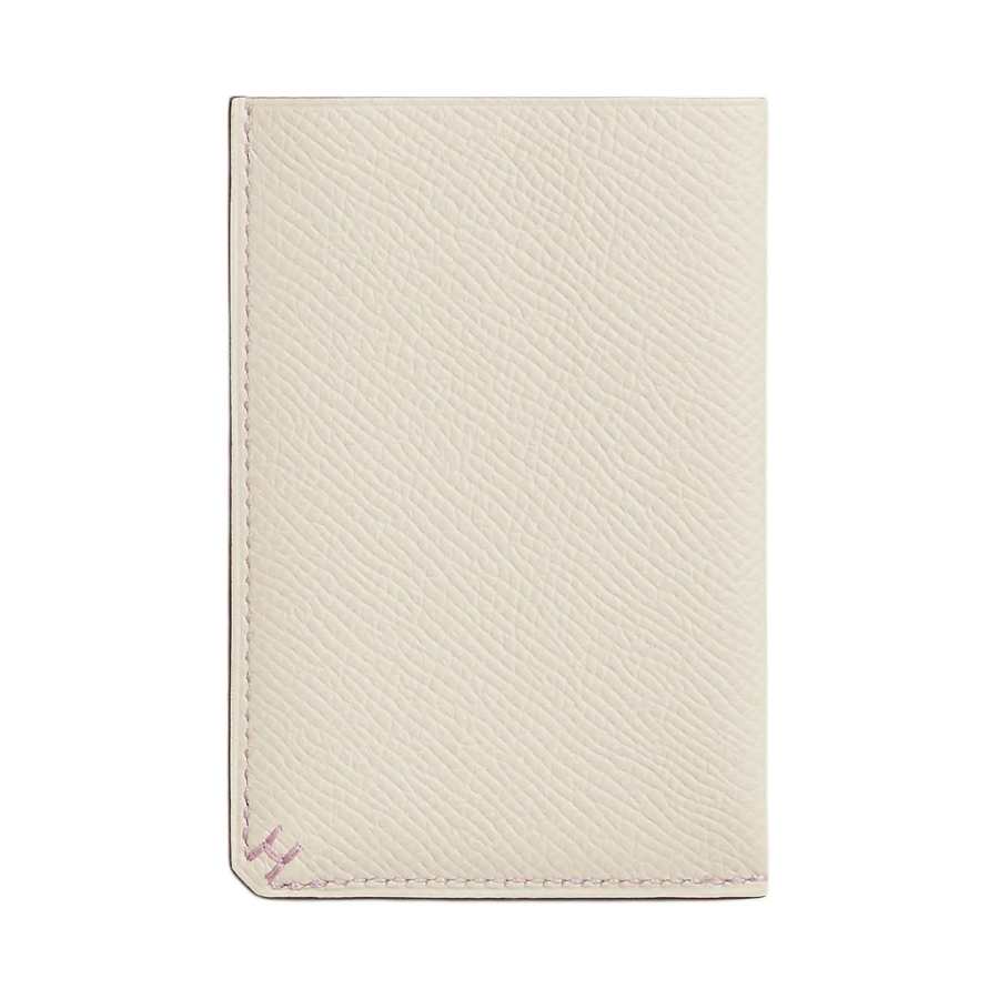 HERMES H Sellier Epsom Calfskin Card Holder Men's Beige