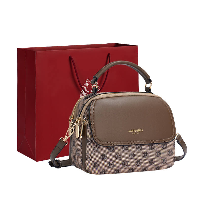 LAORENTOU PVC Portable Small Bag, Shoulder Bag, Crossbody Bag Women's Khaki