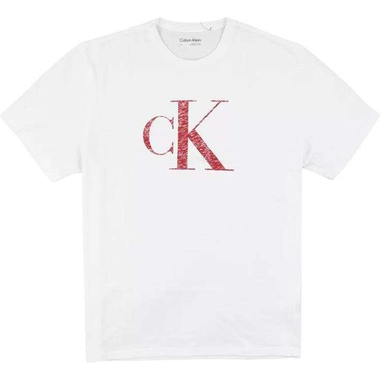 Calvin Klein T Shirts Men's White Crew Neck Moderate