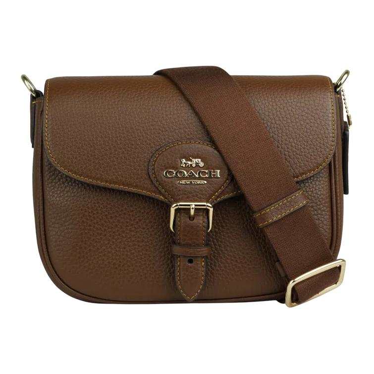 COACH COACH Amelia Litchi Leather Shoulder Bag Medium Women's Brown