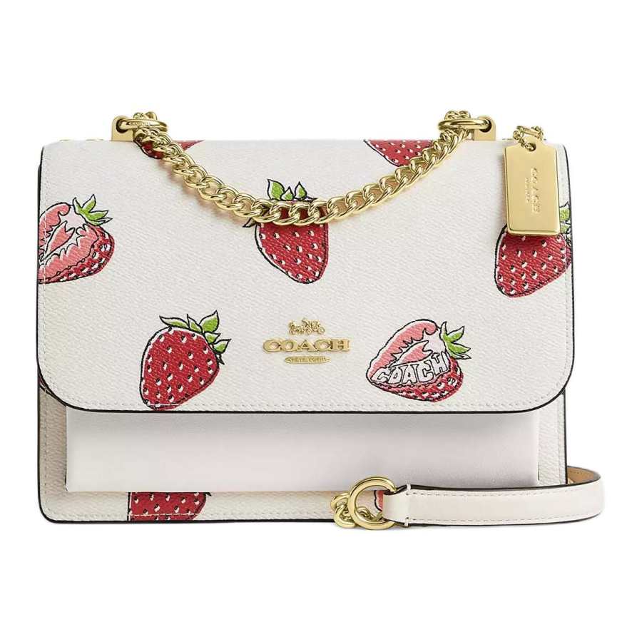 COACH Klare Coated Canvas With Leather Shoulder Bag Small Women's Gold & Chalk Multicolor