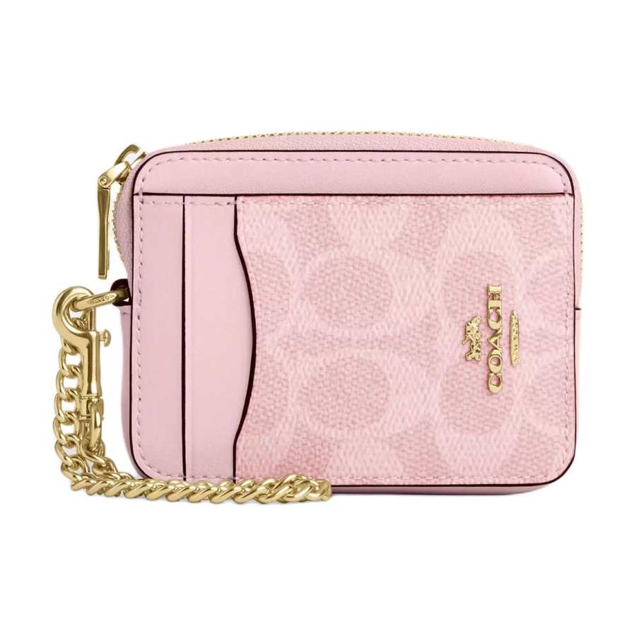 COACH Coated Canvas Card Holder Regular Women's Pink