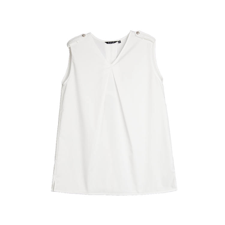 ELLE Shirts Women's White V Neck Moderate Shirt