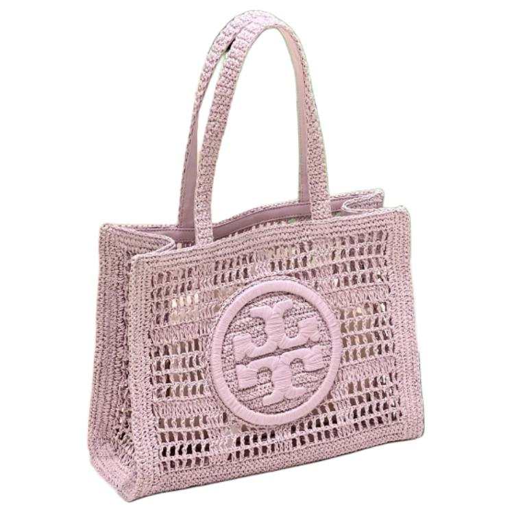 TORY BURCH Ella Plant Material Tote Bag, Shopping Bag, Shoulder Bag Small Women's Light Purple