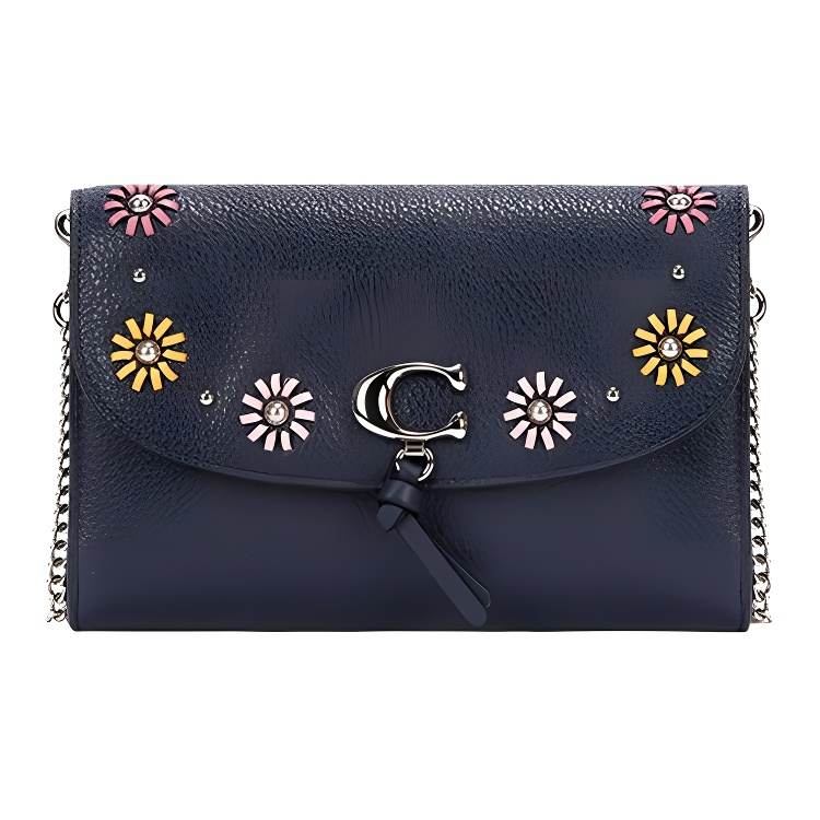 COACH Remi Leather Crossbody Envelope Shoulder Bag Women's Dark Blue