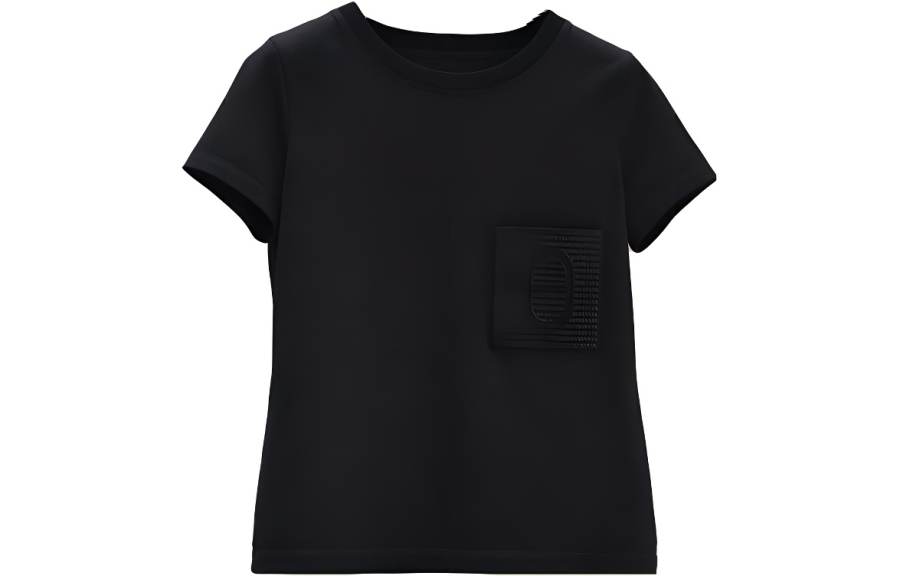HERMES T Shirts Women's Black Crew Neck Moderate Straight Fit
