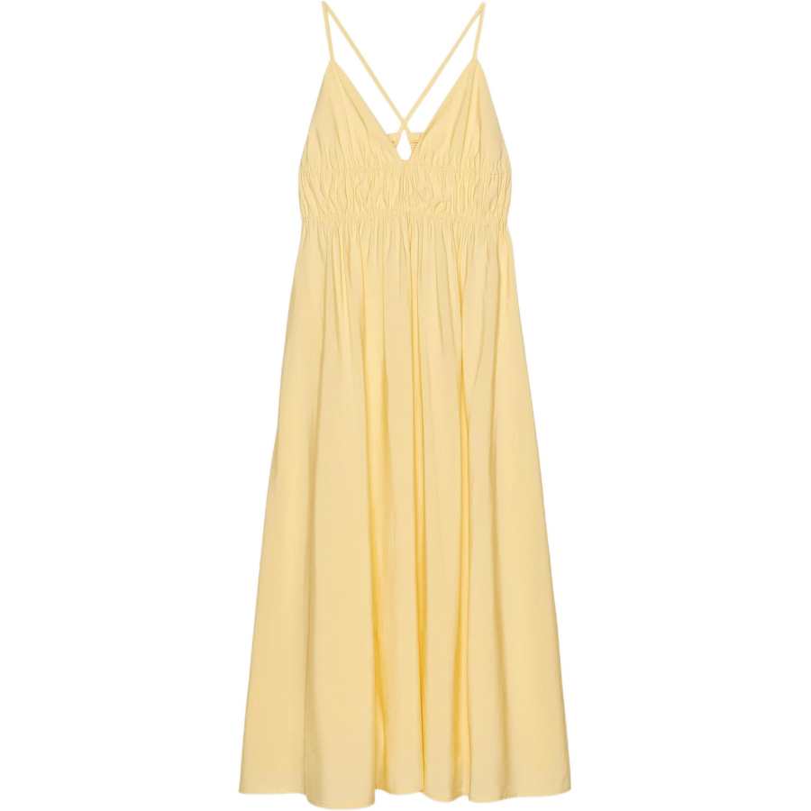 ZARA Slip Dresses Women's Yellow V Neck Moderate Mid Length