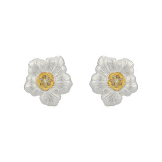BUCCELLATI BLOSSOMS Gardenia 925 Sterling Silver With Diamond Earrings Women's