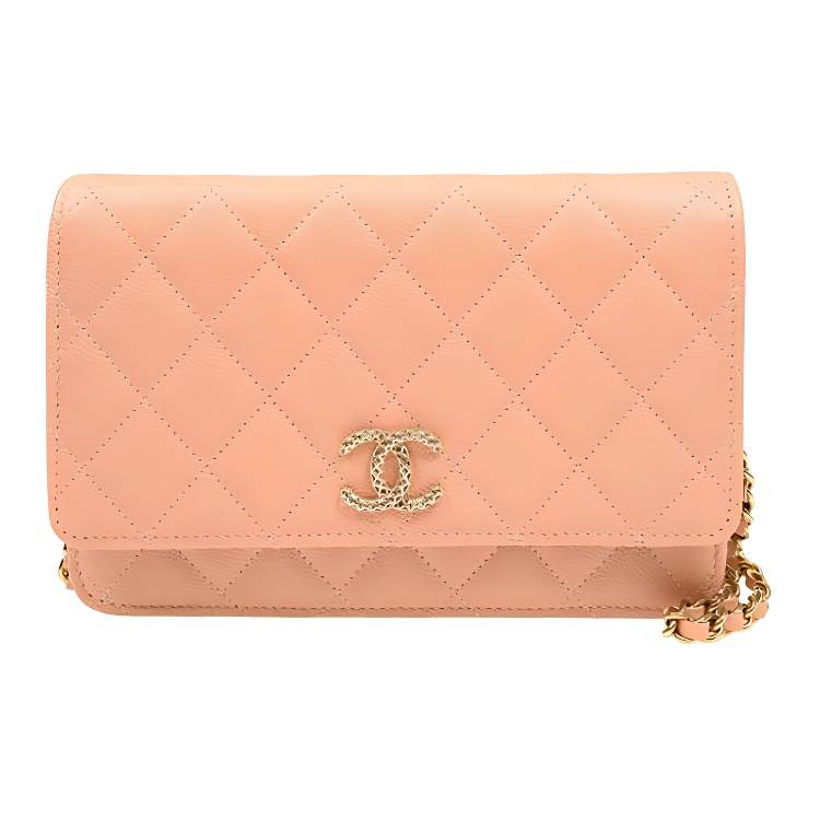 CHANEL WOC Grain Embossed Cow Leather Chain Bag, Shoulder Bag, Crossbody Bag Women's Orange