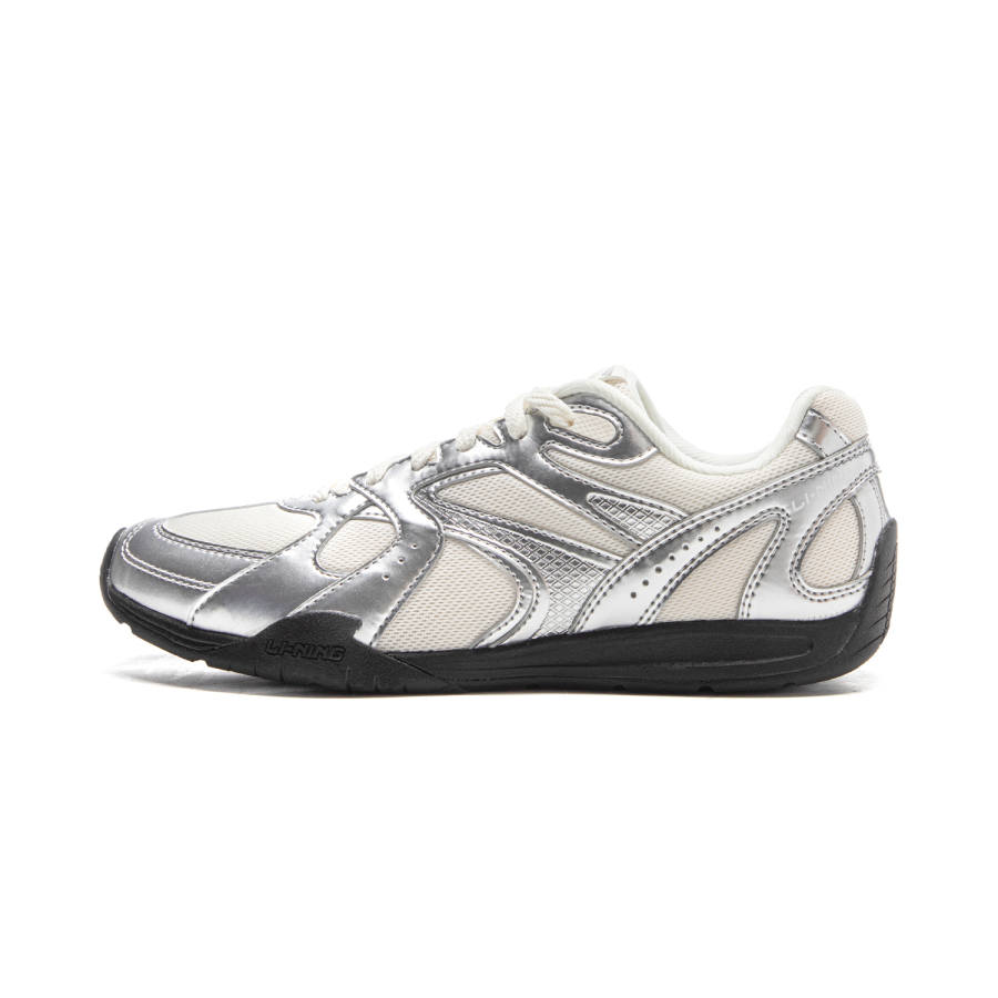 Li-Ning Li Ning Film Retro Abrasion Resistant Lightweight Low top Casual Shoes Women's Silver White