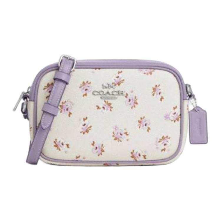 COACH Jamie Coated Canvas Camera Bag, Crossbody Bag, Shoulder Bag Small Women's Beige & Purple