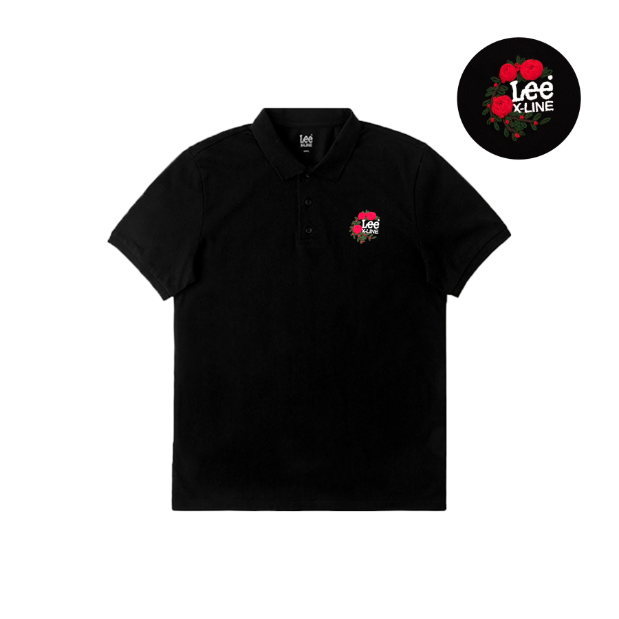 Lee Polo Shirts Men's Black Lapel Moderate Straight Fit