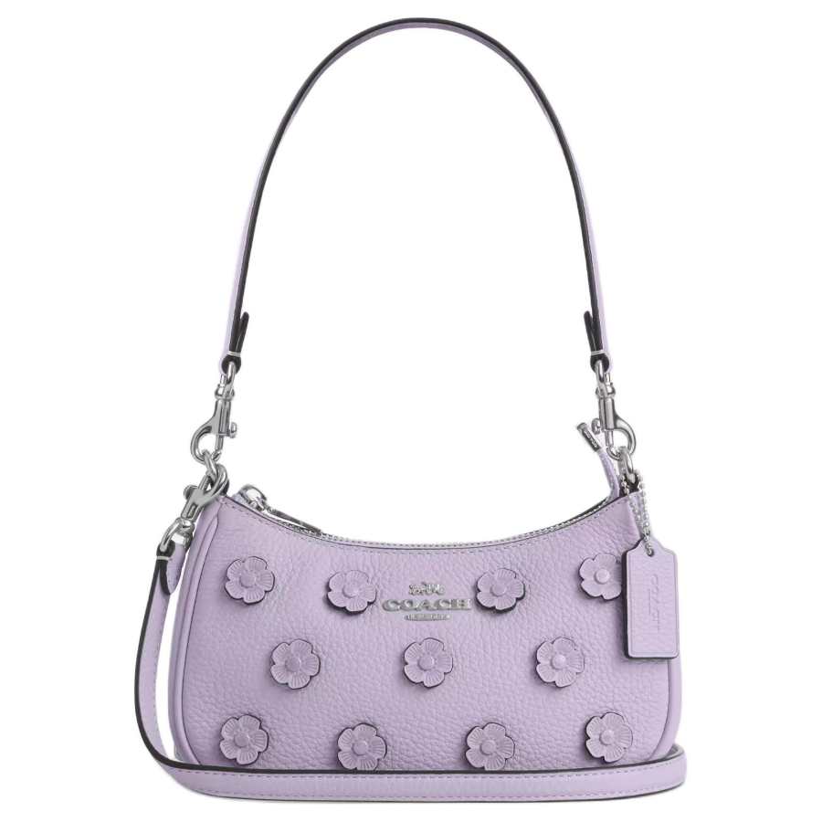 COACH Teri Pebble Leather Crossbody Bag, Shoulder Bag Small Women's Purple
