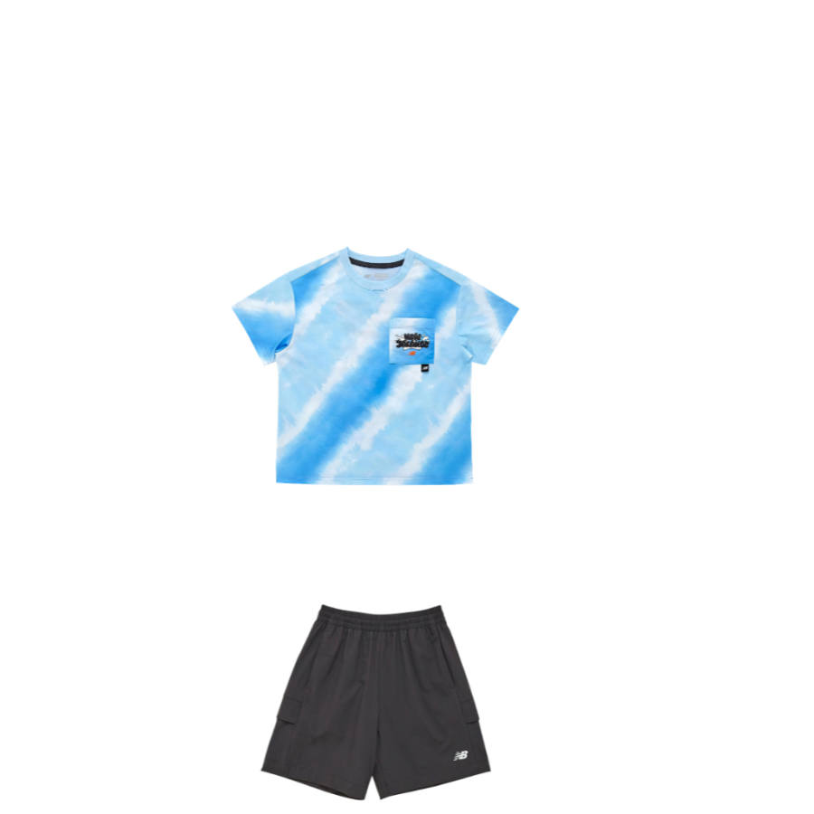 New Balance New Balance Casual Sportswear Pattern SS25 2 Piece Set Dark Gray Children Aged 3 7 Years Old