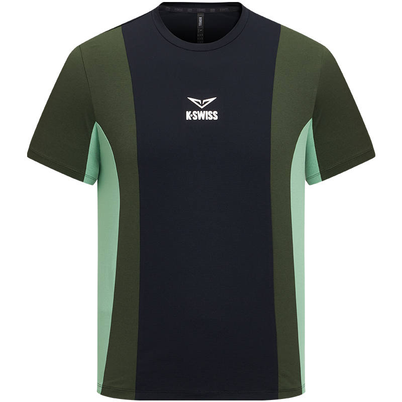 K·SWISS T Shirts Men's 008 BLK0 Crew Neck Moderate Straight Fit