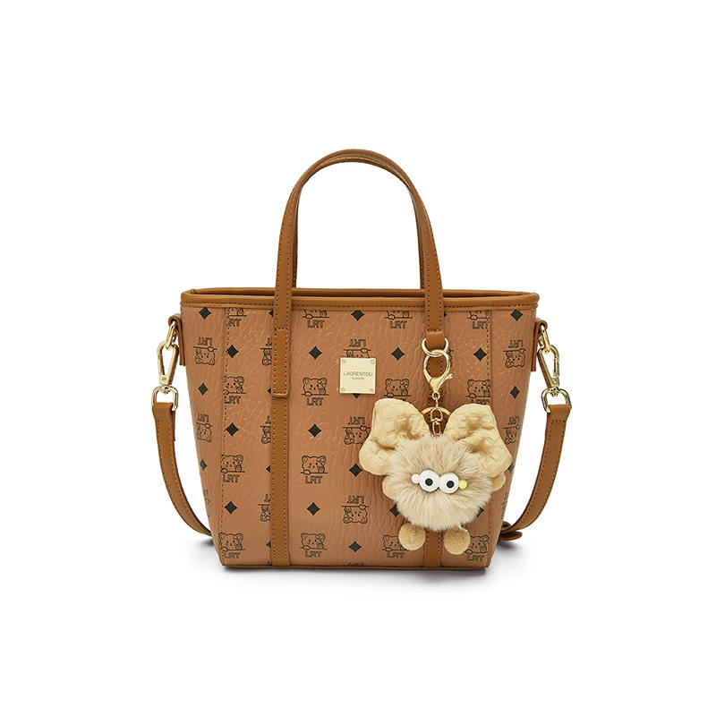 LAORENTOU Synthetic Leather Handbag Regular Women's Brown/Pink