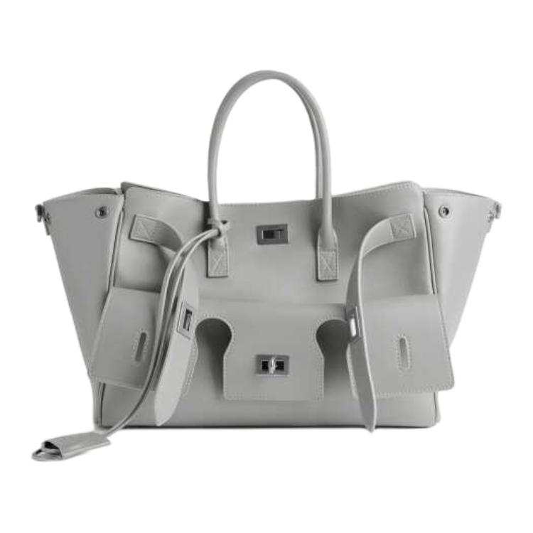 Balenciaga Cow Leather One Shoulder Handbag Small Women's Cloud Gray