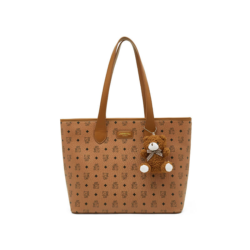 LAORENTOU Synthetic Leather Tote Bag, Shoulder Bag Women's Brown/Pink