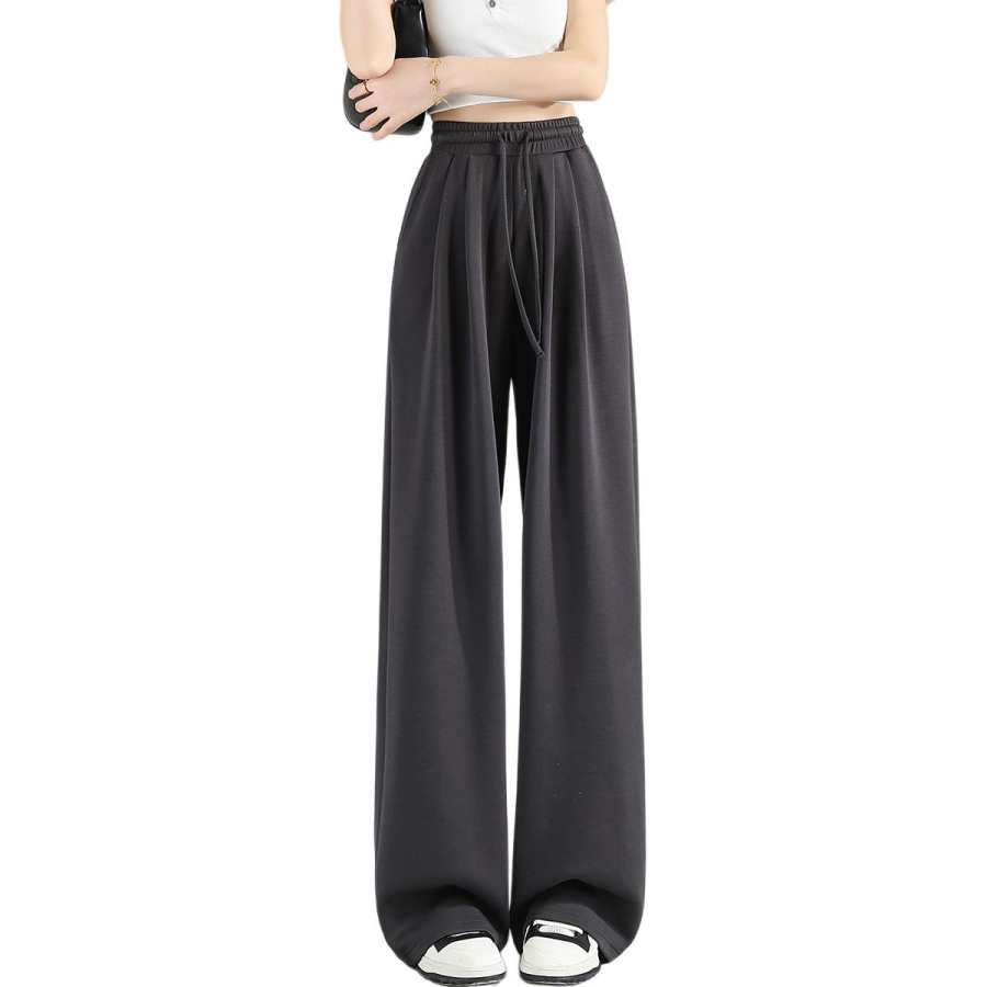 Tonlion Casual Pants Women's Dark Gray Moderate Straight Fit Pants