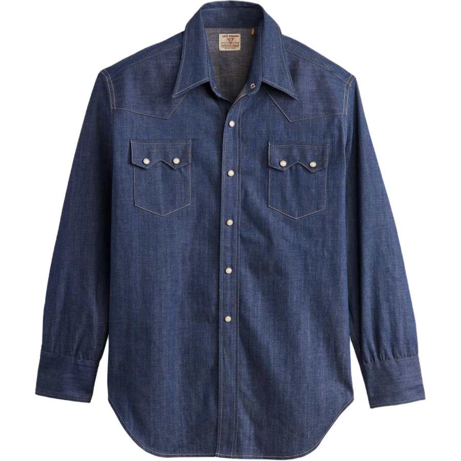 Levis Levis Shirts Men's Dark Blue Lapel Moderate Denim