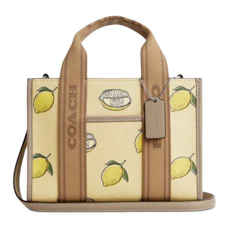 COACH Smith Coated Canvas Tote Bag, Shopping Bag, Shoulder Bag, Crossbody Bag, Handbag Medium Women's Beige & Yellow