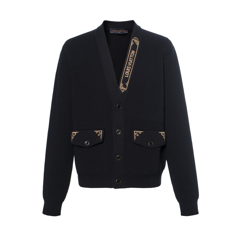 LOUIS VUITTON Lv Embroidered Signature Cardigan
